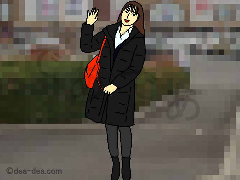 手を振っている人妻のイラスト